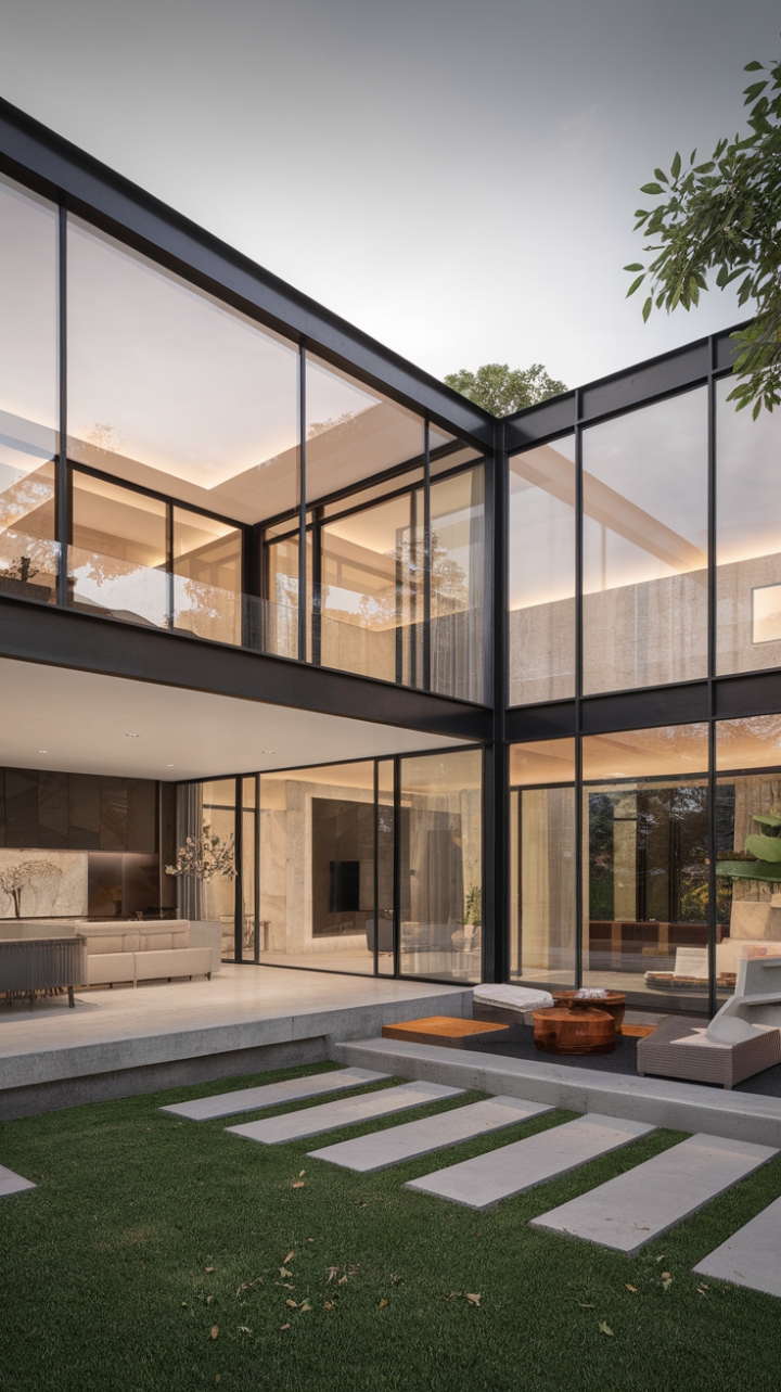 Embracing the essence of modernity, this home captivates with its minimalist design and open layout, where every detail is thoughtfully curated. The striking combination of glass, steel, and concrete not only defines its architectural prowess but also promotes sustainability, allowing abundant natural light to illuminate the chic interiors. This residence stands as a testament to innovative living, merging elegance with environmental consciousness.