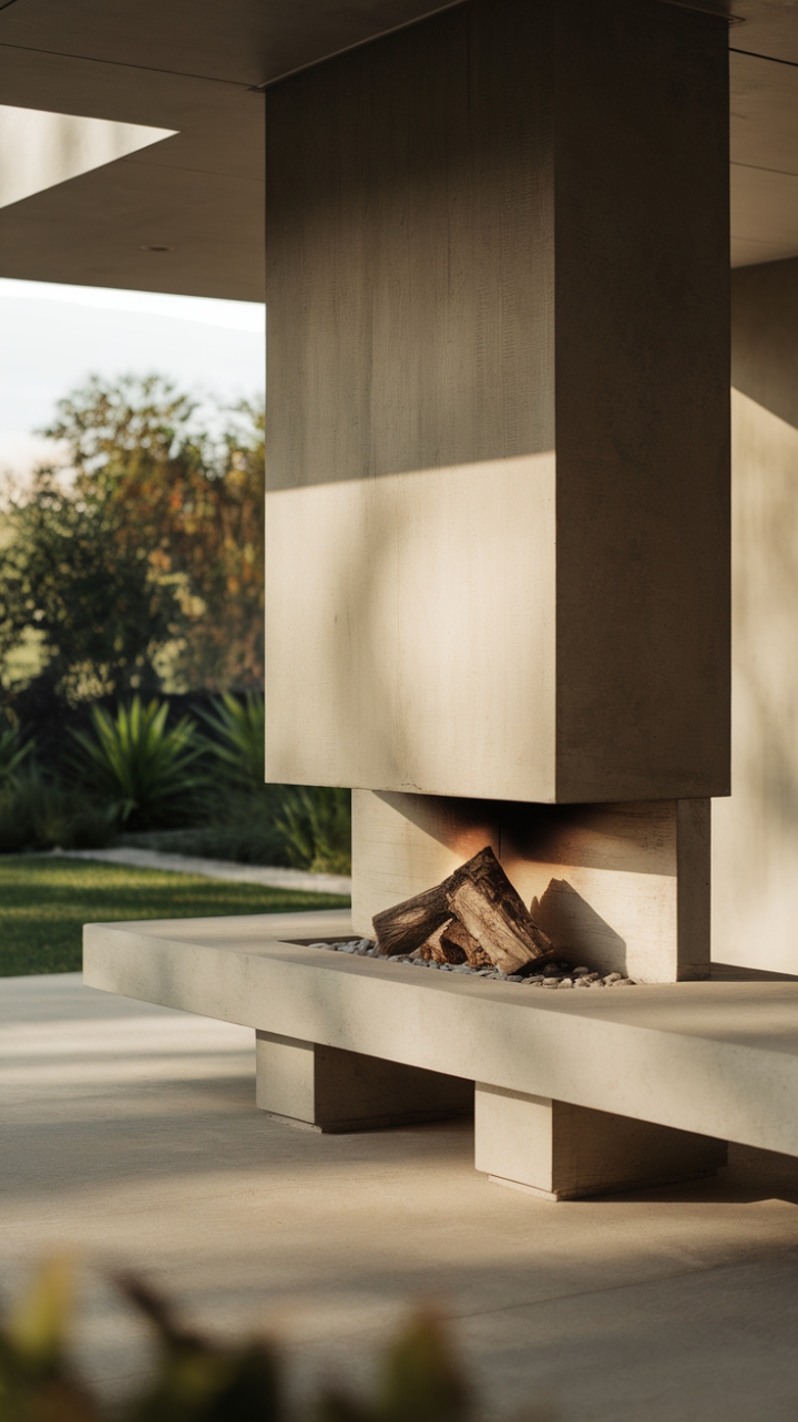 Indulge in the warmth of al fresco evenings with this concrete masterpiece. Its minimalist design and soft lighting create an oasis of tranquility, perfectly complementing the lush garden backdrop. The perfect blend of modern sophistication and natural beauty.