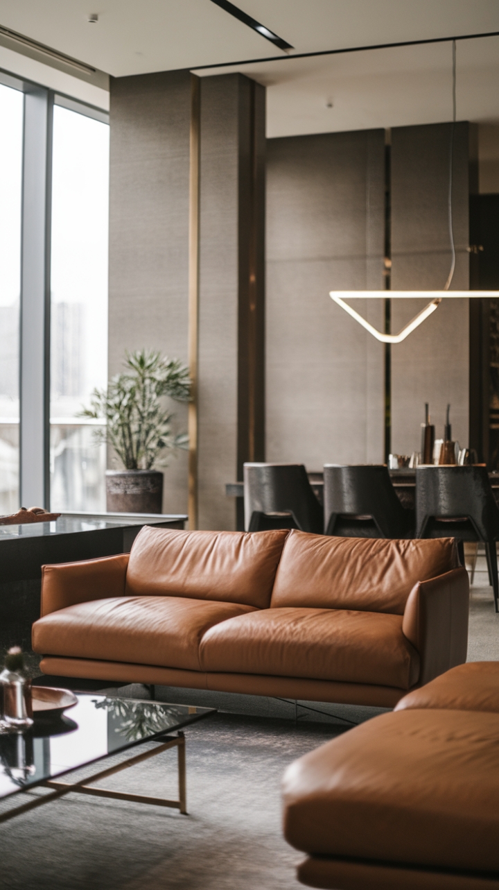 Sculptural lines and a neutral palette create a haven of sophisticated simplicity in this contemporary space. The stylish lounge beckons relaxation, while the minimalist decor speaks volumes about refined taste.