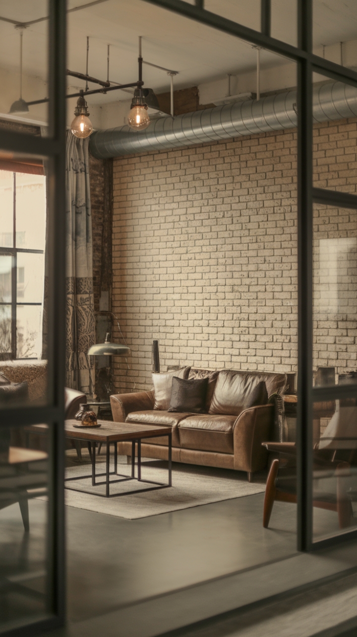 Raw urban grit meets refined modernism in this breathtaking loft. Exposed brick whispers stories of the past, while sleek metal and warm wood furnishings create a haven of contemporary cool. Industrial lighting casts a dramatic glow, illuminating the perfect blend of textures and styles.