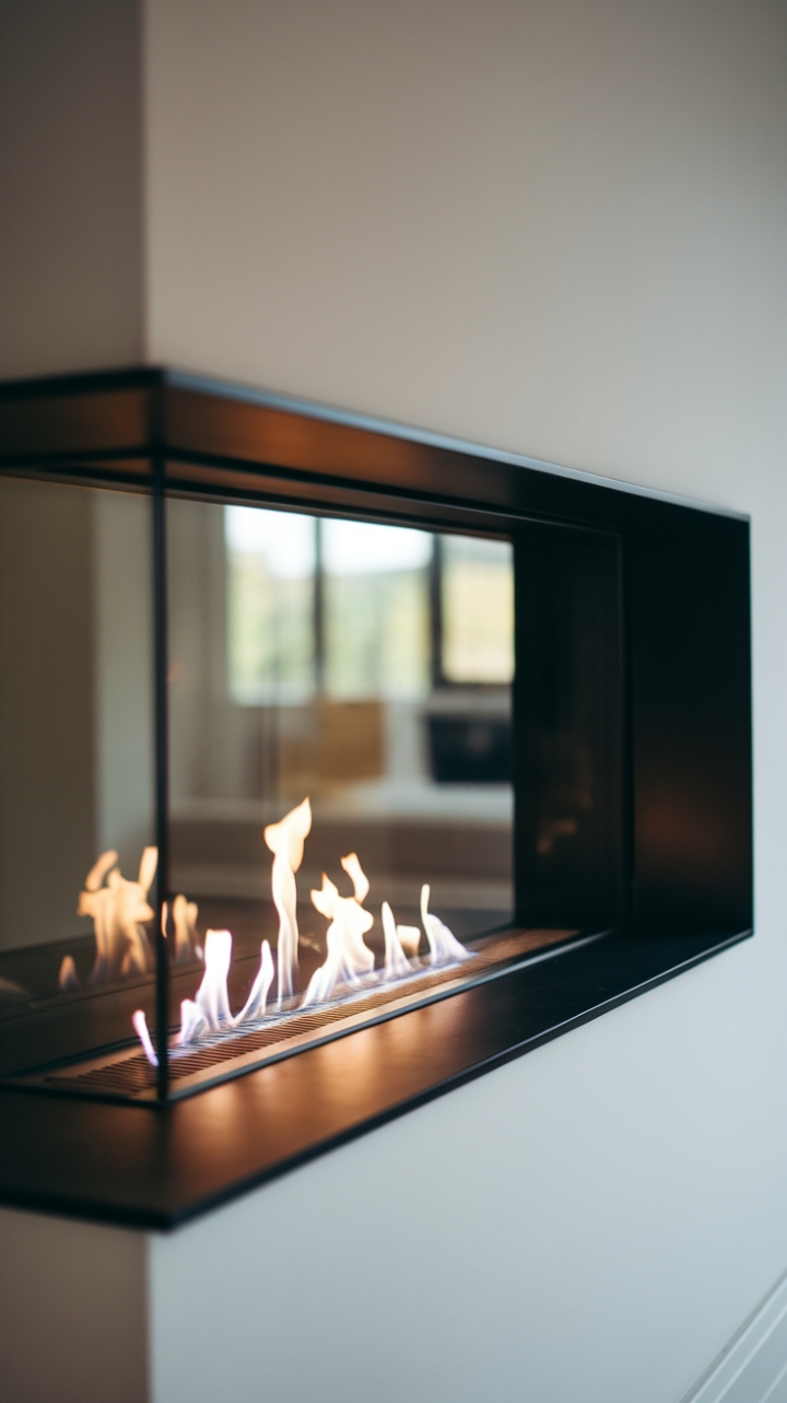 Pure, refined, and utterly captivating. This contemporary fireplace is a statement piece, its minimalist design and mesmerizing fire a breathtaking spectacle against a backdrop of pristine white. The perfect blend of form and function, bringing warmth and understated luxury to your home.