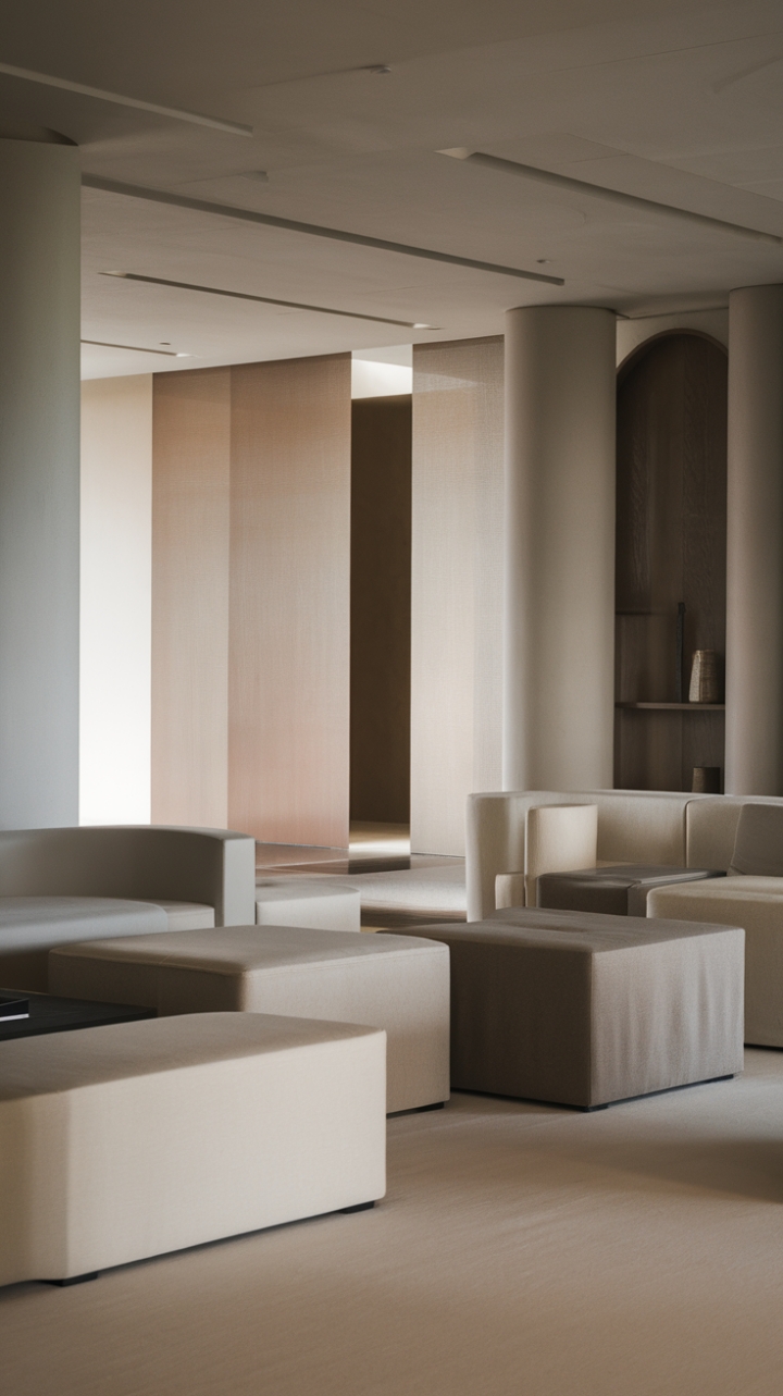 A stunning example of contemporary minimalism, this living room showcases a refined aesthetic that prioritizes both style and comfort. The neutral color palette of whites, greys, and beiges creates a calming atmosphere, while the carefully selected furniture pieces, with their clean lines and modern design, contribute to an open and airy feel. With an emphasis on uncluttered spaces and subtle textures, this room invites relaxation and inspires a sense of peace, making it the perfect retreat from the hustle and bustle of everyday life.