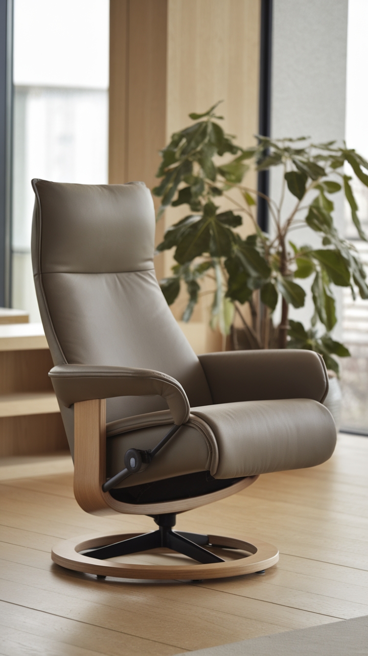Sculptural form meets unparalleled comfort. This ergonomic recliner is more than just seating; it's a statement piece in a living space that whispers sophistication. Note the perfect interplay of natural light, organic textures, and clean lines.