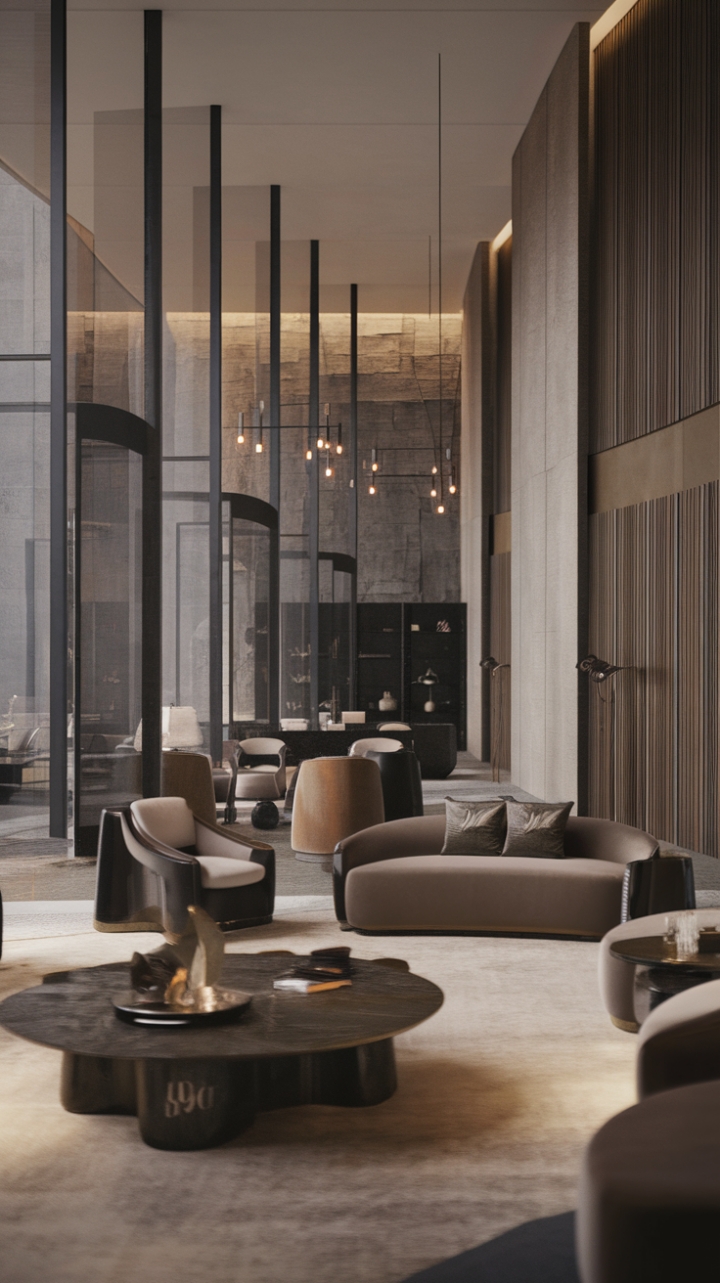 Indulge in the epitome of modern luxury. This living room's minimalist aesthetic, punctuated by designer furniture and premium materials, creates a sophisticated ambiance that's both stylish and inviting. The result? An exquisitely curated space where comfort meets unparalleled elegance.