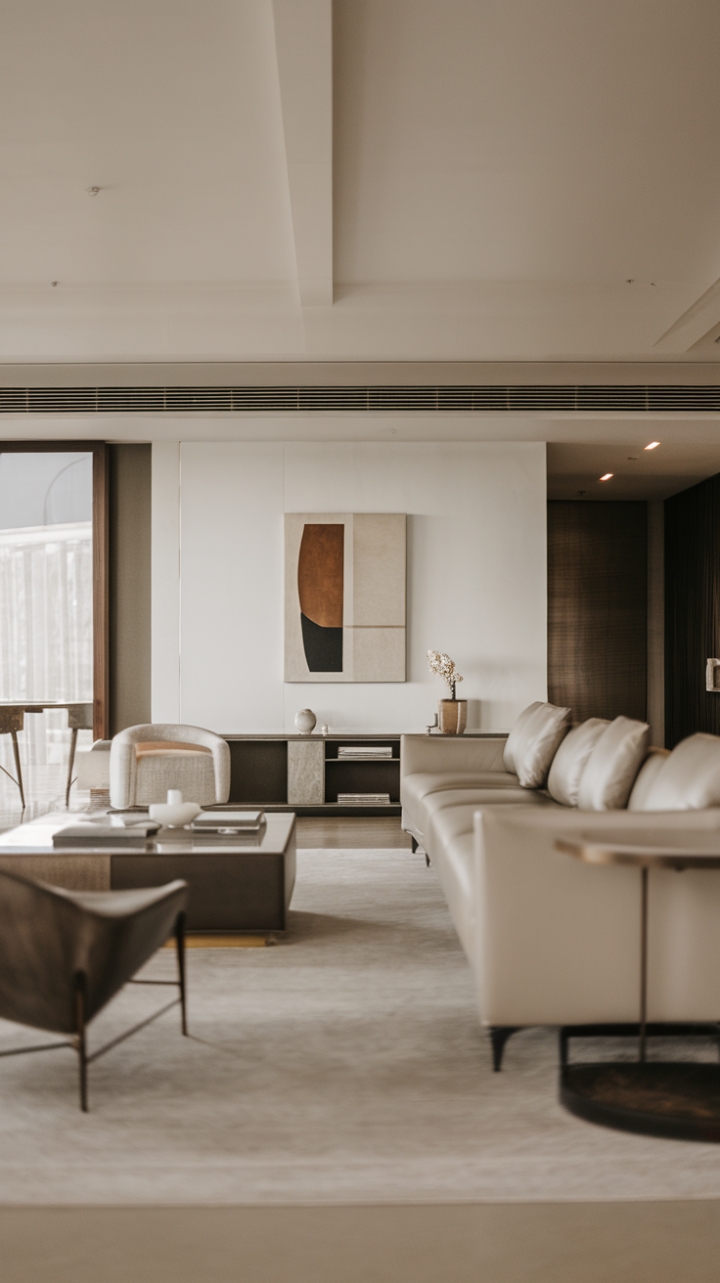 Uncluttered elegance reigns in this minimalist living room. The open floor plan and sleek furnishings invite relaxation and inspire a sense of calm, showcasing the beauty of less.