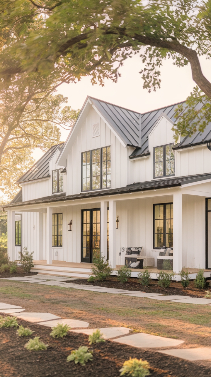 Imagine waking up to sun-drenched mornings in this stunning home. The perfect blend of clean lines and natural textures, this farmhouse showcases a sophisticated take on rustic design. Large windows frame breathtaking views, while a stone path leads to a tranquil escape. Pure architectural bliss.