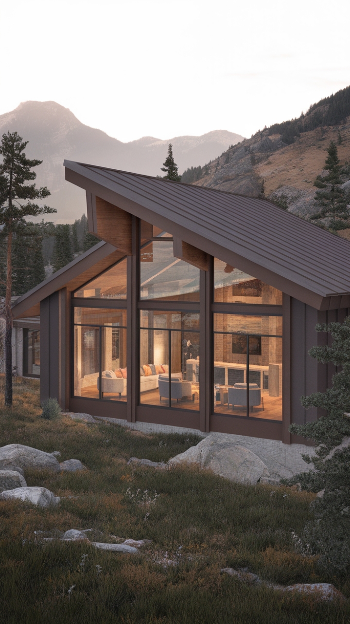 Imagine waking to unparalleled mountain vistas from the comfort of your minimalist haven. This contemporary masterpiece, nestled amongst towering pines and rugged peaks, is a testament to sophisticated rustic design. Floor-to-ceiling windows frame the dramatic landscape, blurring the lines between indoors and out.