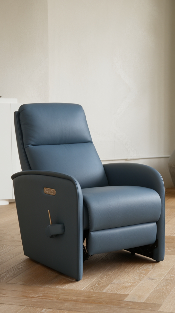 Unwind in style. This contemporary recliner, a study in sophisticated simplicity, boasts a calming blue hue and intuitive adjustability. The perfect blend of form and function for the modern minimalist.