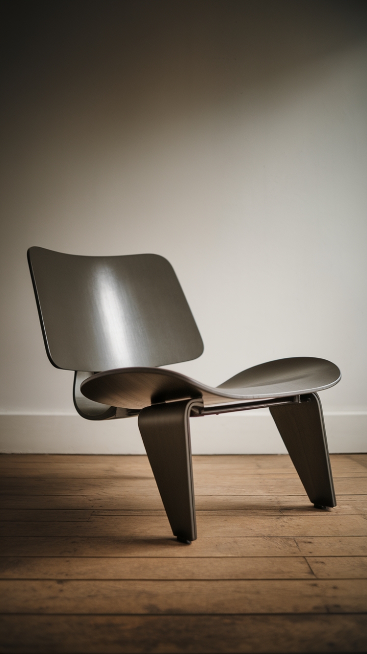Indulge in understated luxury. The clean lines and sophisticated dark grey hue of this contemporary chair make a powerful statement against a backdrop of simple white. A perfect blend of form and function, it promises moments of quiet contemplation and refined relaxation.