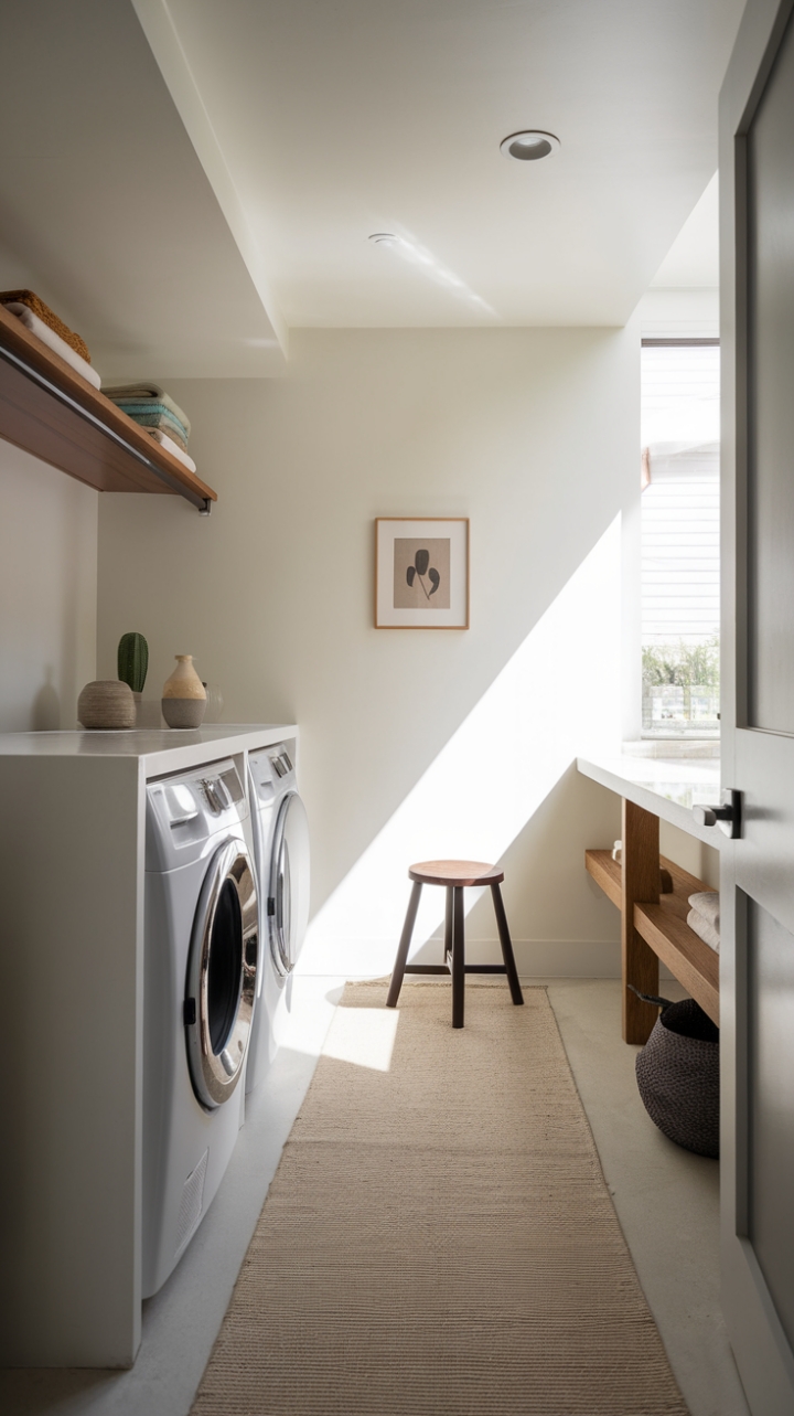 Imagine laundry day transformed. This contemporary space boasts a sleek design, marrying practicality with sophisticated style. Natural light dances across the minimalist décor, highlighting the seamless integration of form and function. A sanctuary of calm amidst the everyday.
