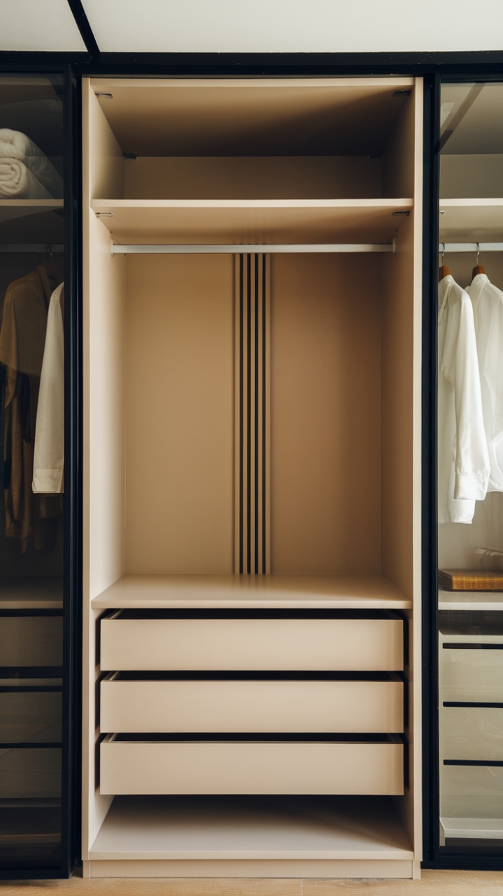 Behold the epitome of modern elegance: A sleek, designer wardrobe takes center stage in this exquisitely appointed room. The wardrobe's minimalist aesthetic is perfectly complemented by the contemporary furnishings, creating a harmonious and sophisticated atmosphere. A testament to refined taste and impeccable design.