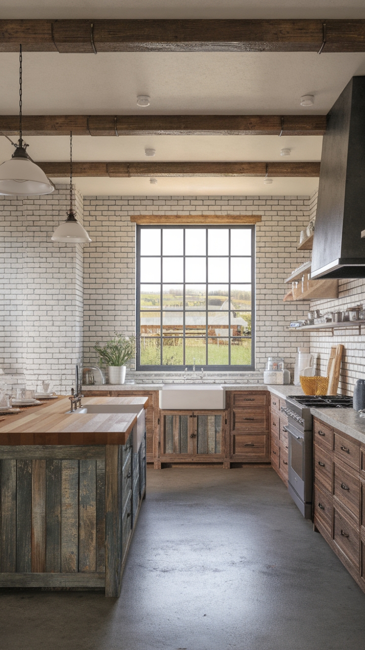Imagine waking up to this: a sun-drenched kitchen where rustic details dance with contemporary lines. Reclaimed wood whispers stories of the past against a backdrop of exposed brick and sleek concrete. A generous island, complete with a farmhouse sink and butcher block countertop, invites culinary creativity. This isn't just a kitchen; it's a sanctuary of style and warmth, a testament to the beauty of blending old and new.