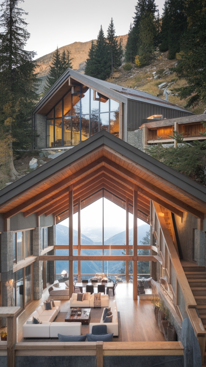 Where mountain majesty meets minimalist marvel. This alpine retreat, crafted from wood and glass, boasts breathtaking panoramic views and an interior as stunning as its setting. The spacious, light-filled rooms invite relaxation, while modern furnishings add a touch of sophisticated comfort. A true sanctuary for the modern adventurer.