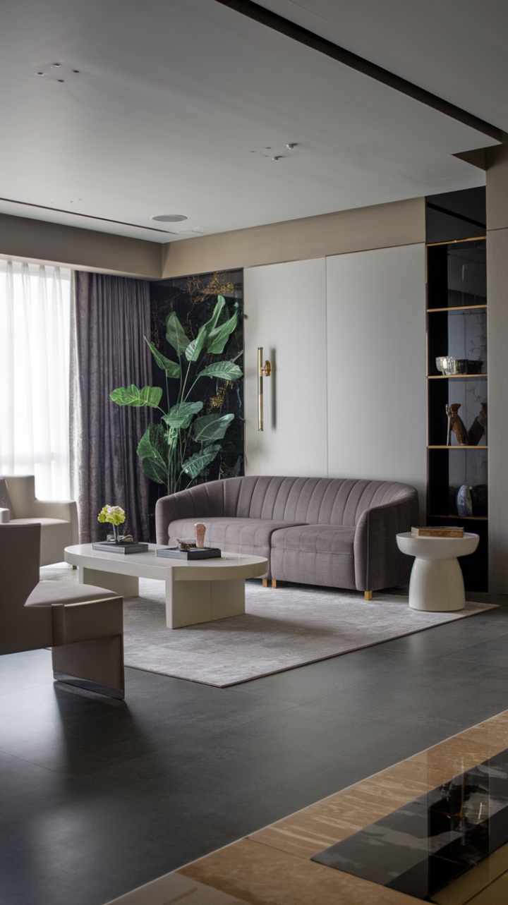 Modern luxury finds its perfect expression in this exquisitely appointed living space. Subtle sophistication reigns supreme, with a curated selection of furniture and a color scheme that whispers understated chic. The result? A room that is both stylish and supremely comfortable.